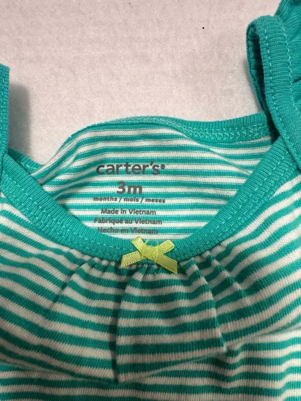 Carter’s Baby Girl Lemon Print Striped Cotton Romper NWT Size 3 Months